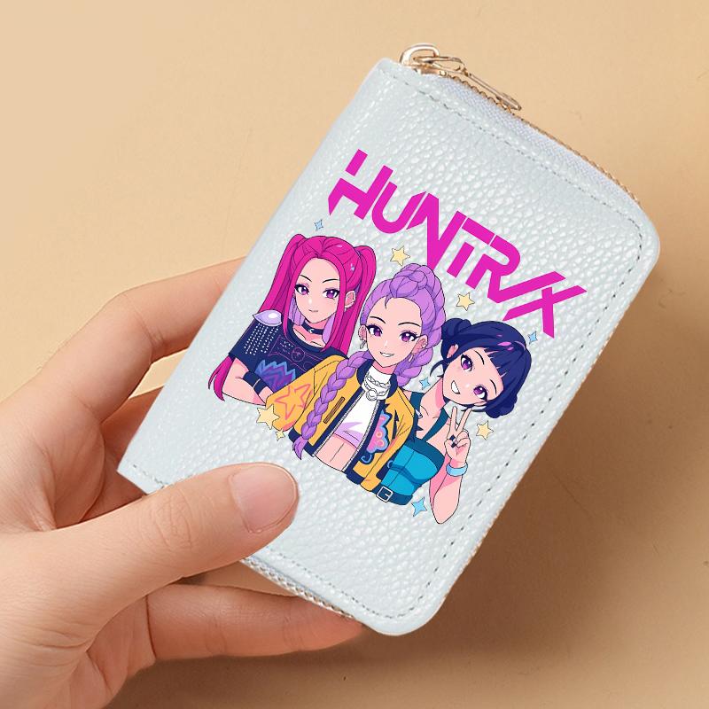 Perfect KPop Demon Hunters Women Short Wallets Pu Leather Credit Card Holder Multi-slot Small Zipper Wallets Female Clutch Coin Purse