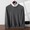 Men's 100% Pure Cashmere Round Neck Sweater - Casual, Loose Fit, Plain Knit, White