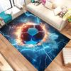 Soccer ball Fire Crystal Velvet Office chair mat Area Rug - Non-Slip, Floor Mat, Office Desk Chair Rugs,Christmas Gift-1106109