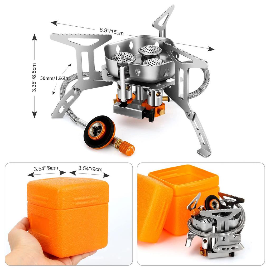 Folding Camping Gas Stove With Windproof Cover Outdoor Strong Fire Heater Burner Portable Ultralight Picnic Hiking Gas Cooker