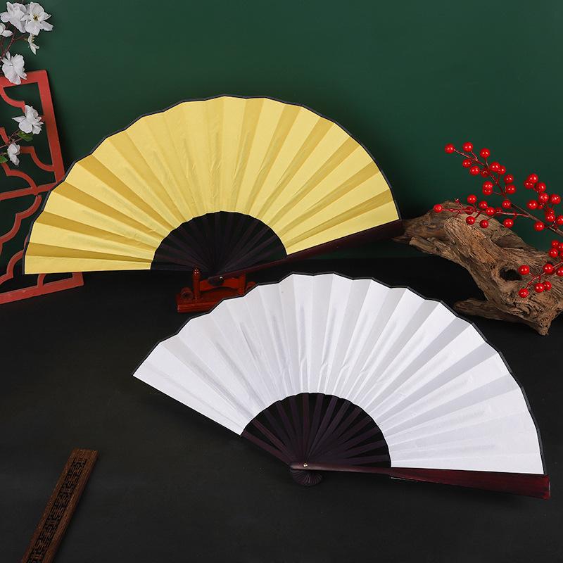 DIY čínský skládací vějíř Ruční hedvábný skládací vějíř Dřevěný bambus starověký skládací vějíř DIY kaligrafické malování dárek pro přátele