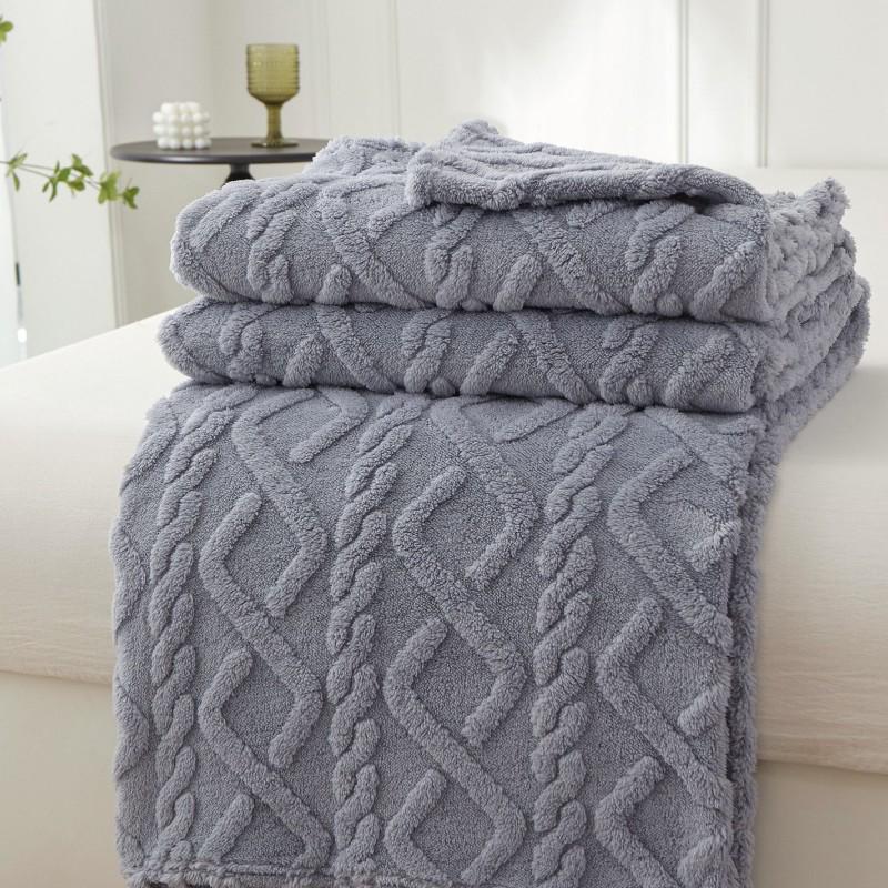 

Solid Color Jacquard Blanket: Thickened Flannel, Warp Knitted Shu Cotton Velvet Taffeta
