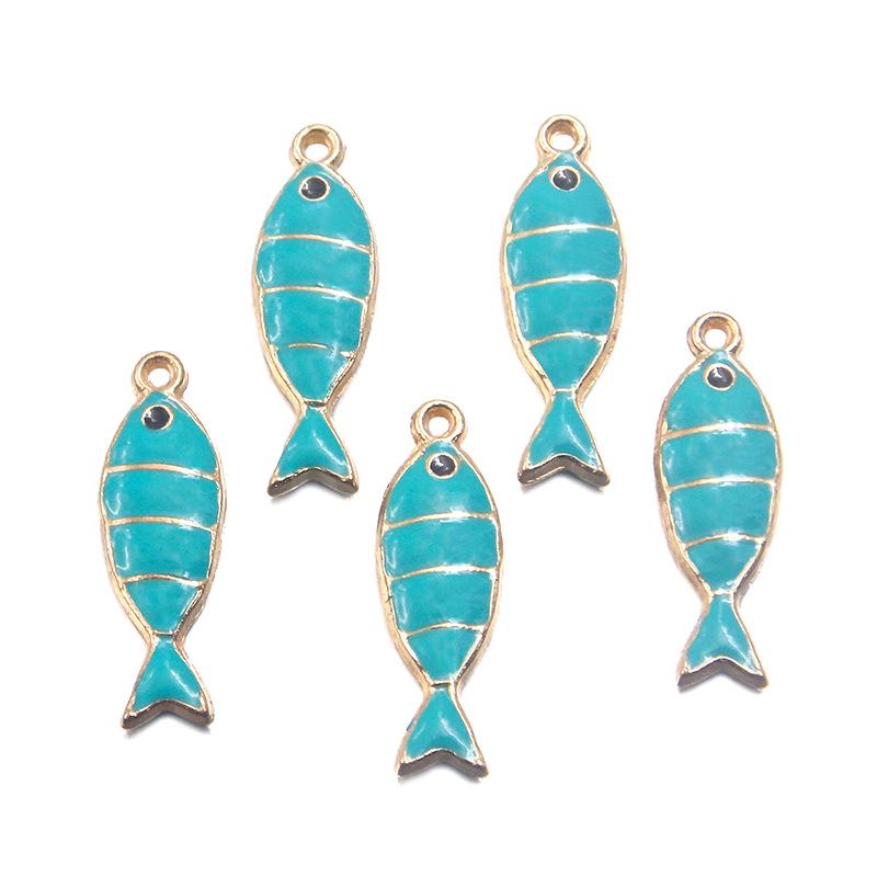 Colorful Enamel Fish Pendant DIY Metal Frame Ocean Charm