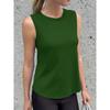 Sleeveless Crew Neck Top for Women Relaxed Fit Lightweight Pullover Blouse with Back Pleat Design for Daily Wear