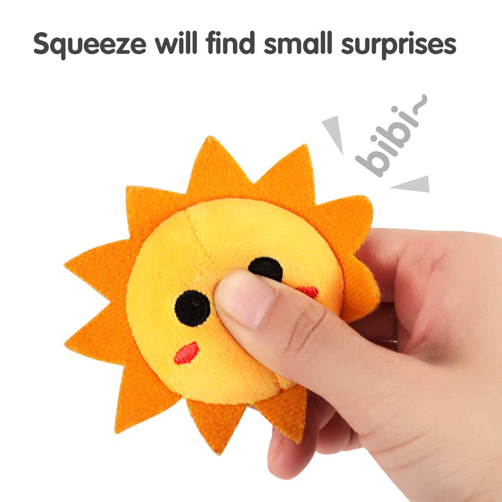 TUMAMA Babyspielzeug, Hängende Obstrasseln in den Farben Avocado, Banane, Orange und Erdbeere, Mobiles Spielzeug für den Kinderwagen, Weiche Plüschrasseln für Jungen, Weihnachtsgeschenke, 4er-Pack