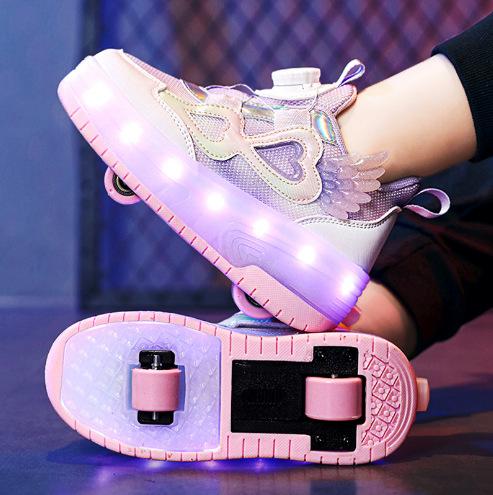 Popular Runaway Shoes Boys Summer Breathable Children Primary School Students Sports Shoes Luminous Light Shoes Skating Roller Shoes Girls