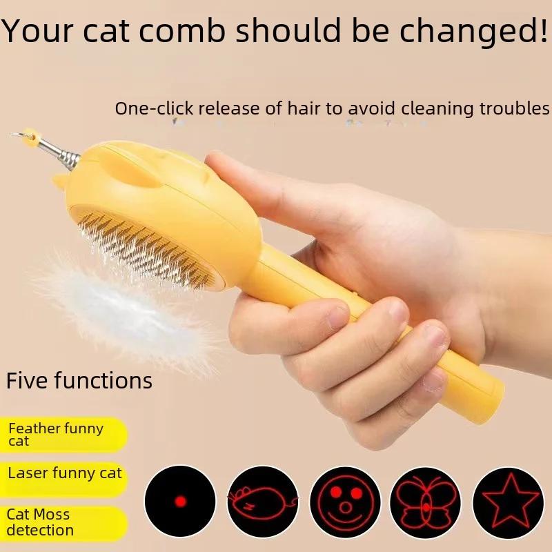 Pet Grooming Tool For Removing Floating Hair Cat Hair Remover Brush Cat Brush With Cat Teaser Sticks and Laser Toys  Pet Brush