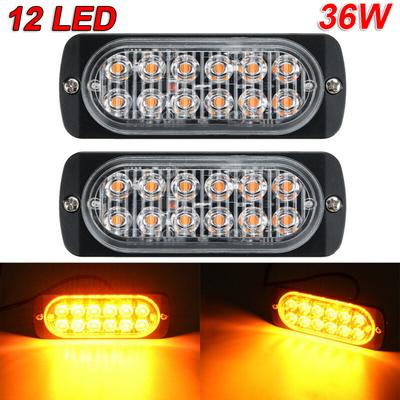 2 luci flash stroboscopiche a 12 LED per auto, camion, lampade per griglia, avvertimento ambra