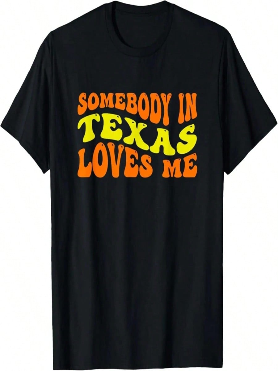 Somebody In Texas Loves Me In Groovy Wavy Text T-Shirt S разноцветный