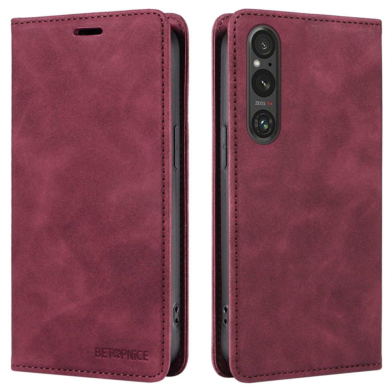 ЧЕХЛЫ BETOPNICE 003 для Sony Xperia 1 V Магнитный самовсасывающийся кожаный чехол для телефона C