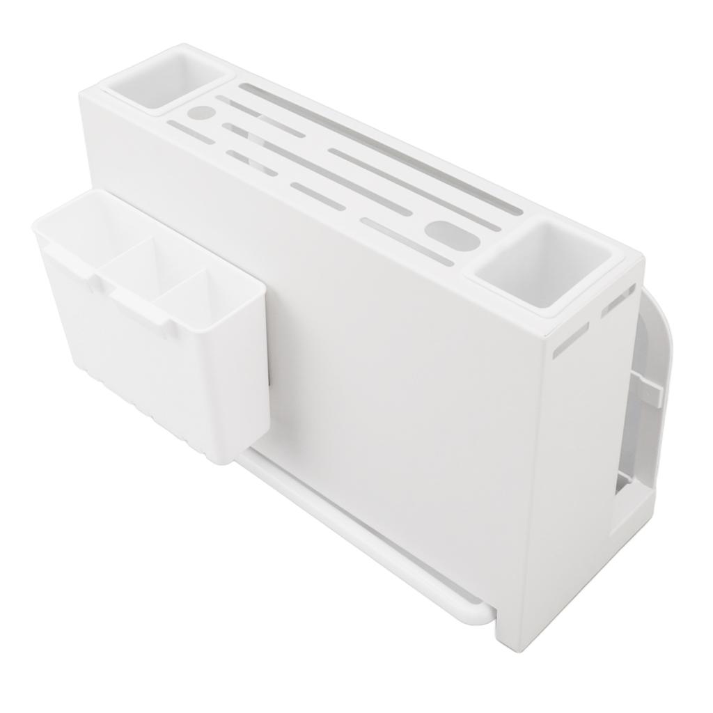 Kitchen Knife Holder White Knife Block Counter Wall Mount Large Capacity Storage Draining with