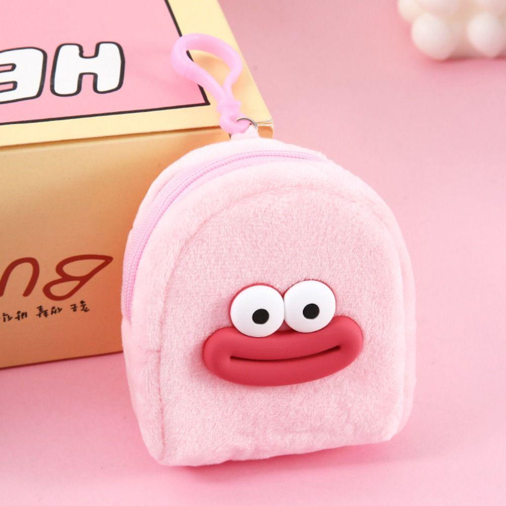 

Cartoon Plush Coin Purse Cute Mini Backpack Design Card Holder Mini Wallet Smooth Zipper Storage Pouch Mini Storage Bag червоний