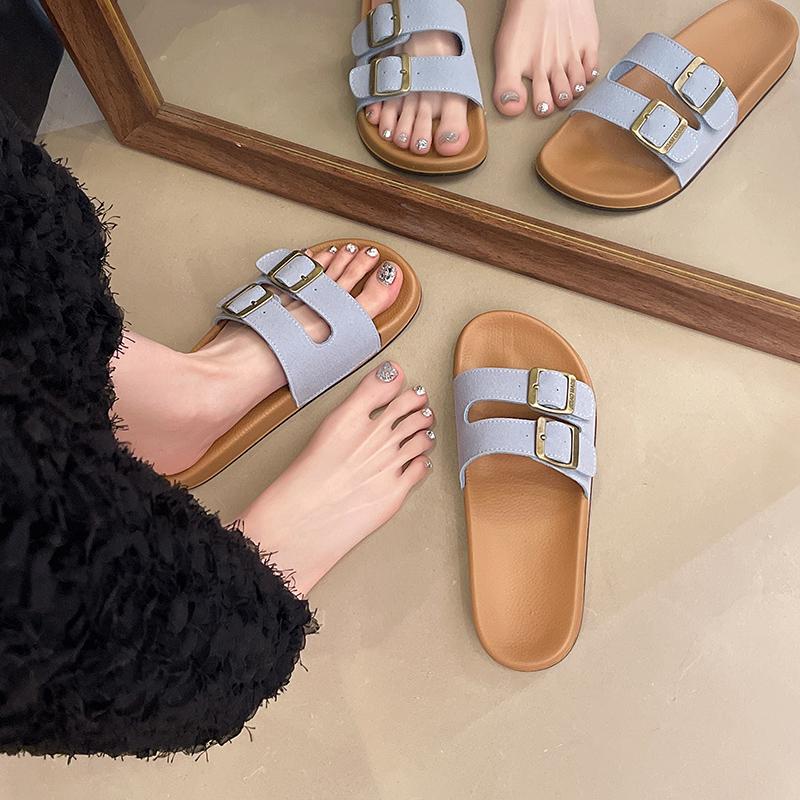 Classic Cork Slippers Women Fashion Soft Thick Sole Cork Slippers Summer Beach Sandals Home Open Toe Flat Shoes Slides Women