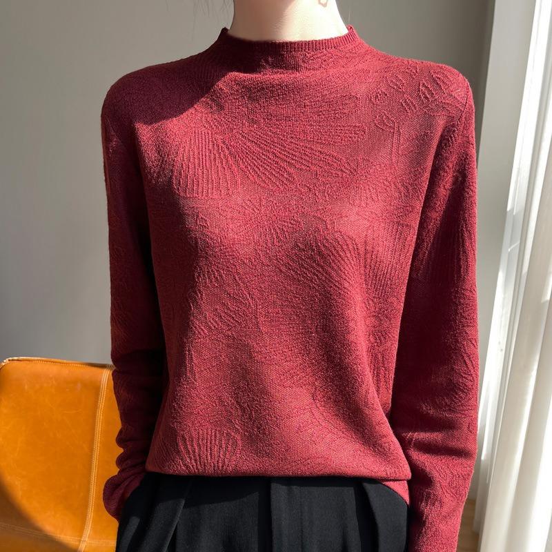 Women S Half High Neck Loose Knit Sweater For Autumn Winter Versatile Pullover Top