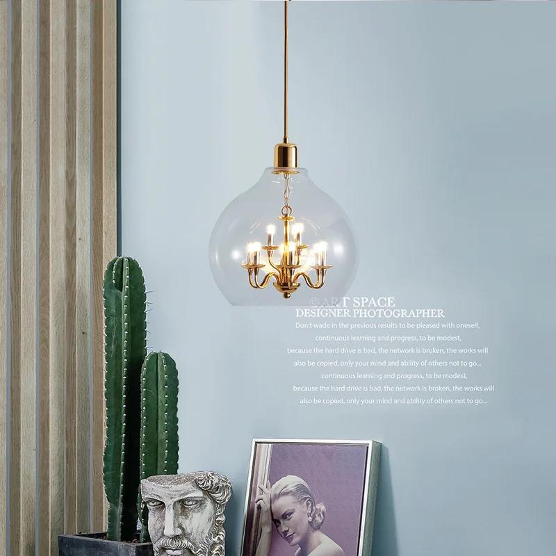 European Clear Glass Chandeliers Restaurant Bar Kitchen Bedroom Hanging Light Fixtures G9 Bulb Loft Deco Dropshipping