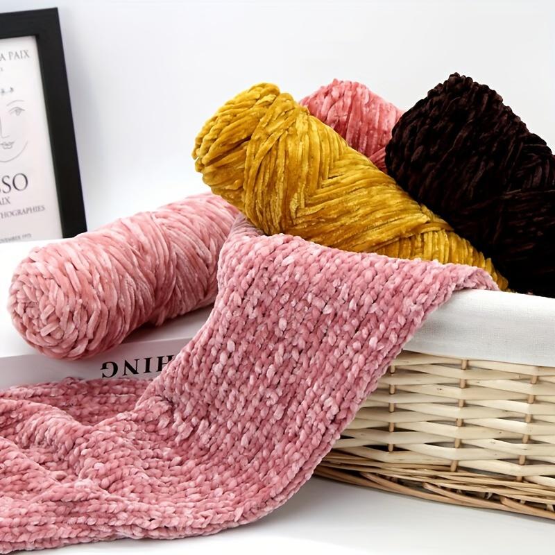 6pcs 600g Chenille Yarn  Washable & Ultra Durable Crochet Velvet Yarn Resilient Yarn for Cushions Bags Knitting Projects DIY Craft Supplies