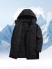 Herren-Baumwollmantel mit Kapuze und Fleecefutter für Herbst/Winter - Dick, Warm, Mehrere Taschen, Winddichte, Wasserdichte Jacke für mittleres und älteres Alter.