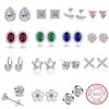 New 925 Silver Stud Earrings AAA Zircon High Quality For Women's Wedding Fine Jewelry Accessories Party Gift