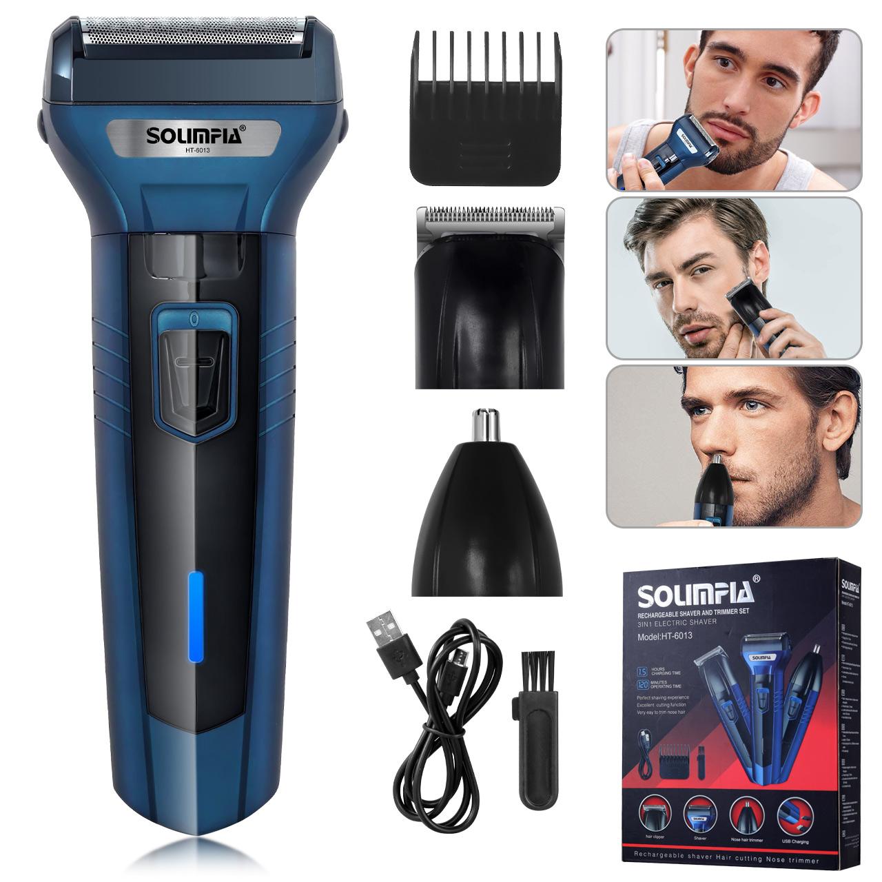 

SOLIMPIA 3 в 1 триммер для ухода за бородой электробритва беспроводной триммер для бороды аккумуляторный сухой и влажный