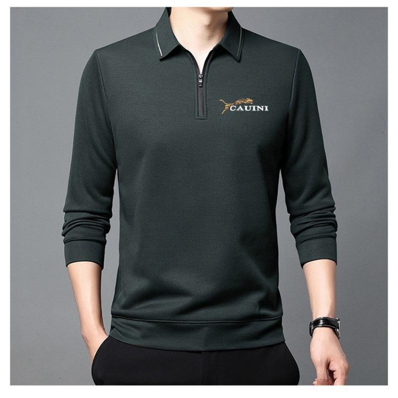 Рубашка поло на молнии. Осенне-зимняя футболка с флисовой подкладкой и отворотами — фото 4