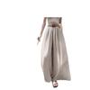 Bohemian High-Waisted Wide-Leg Cotton Linen Feel Floor-Length Pants with Free Belt - Plus Size Women's Retro Style.