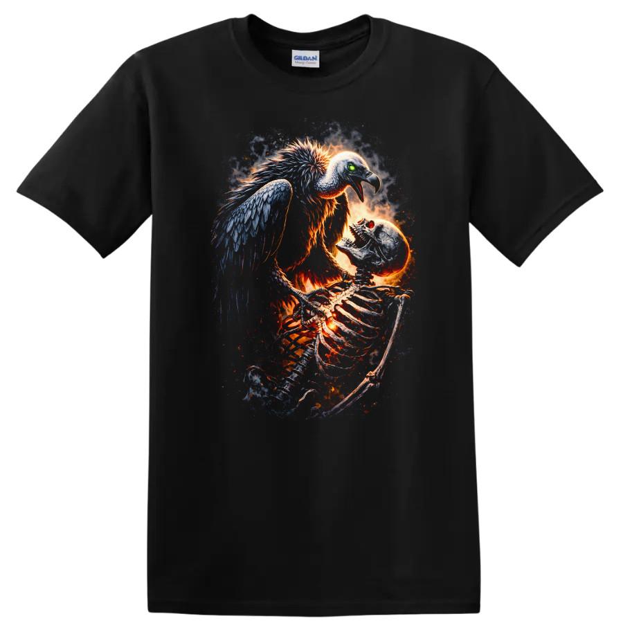 Maglietta Scheletro di Avvoltoio Arte Horror Design Grafico Maglietta Fantasy