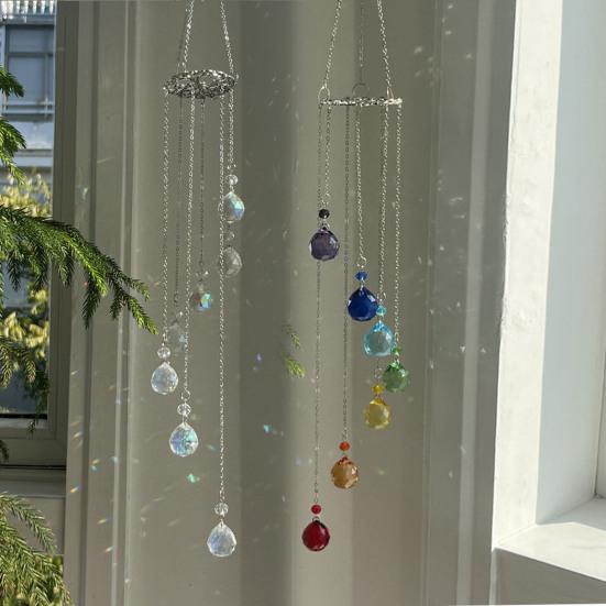 Wind Chime Sun Catcher 7-Color AB Crystal Balls & Light Beads Crystals Ball