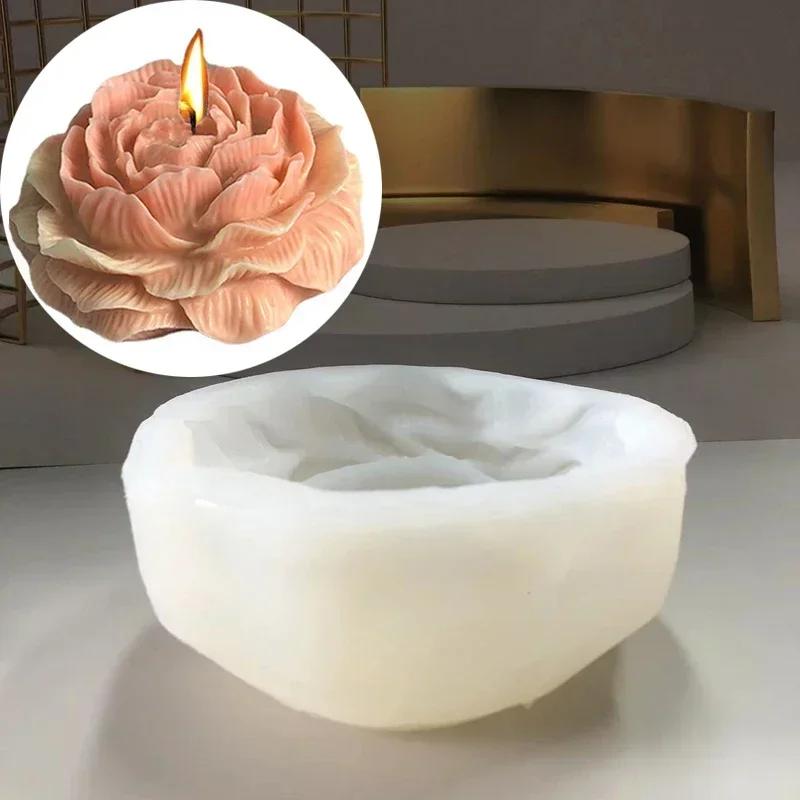 A Top Quality Extra Large 3D Flower Candle Silicone Mold DIY Peony Aroma Plaster Resin Making Tool Handmade Soap Chocolate Cake