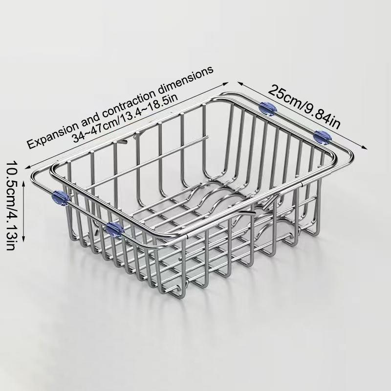 

Adjustable Drain Baskte Stainless Steel Sink Tableware Rack Kitchen Fruit Drainer Expandable Vegetable Washing Basin Dish Rack