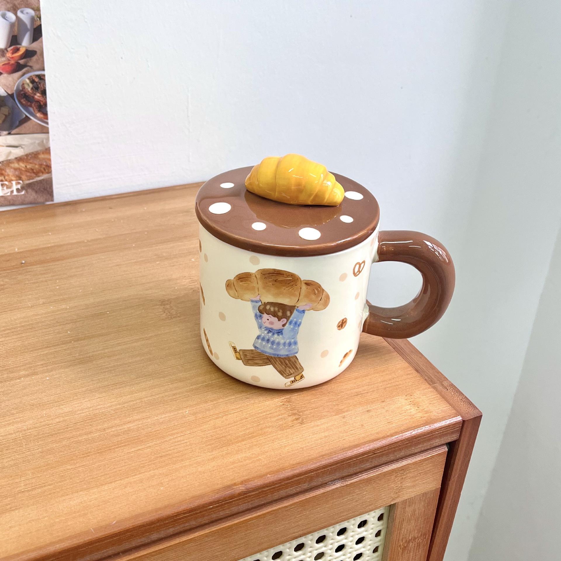 

Mug with Lid High Value Ceramic Cup for Girls Home Water Cup Office Coffee Breakfast Cup Birthday Gift 301-400ml