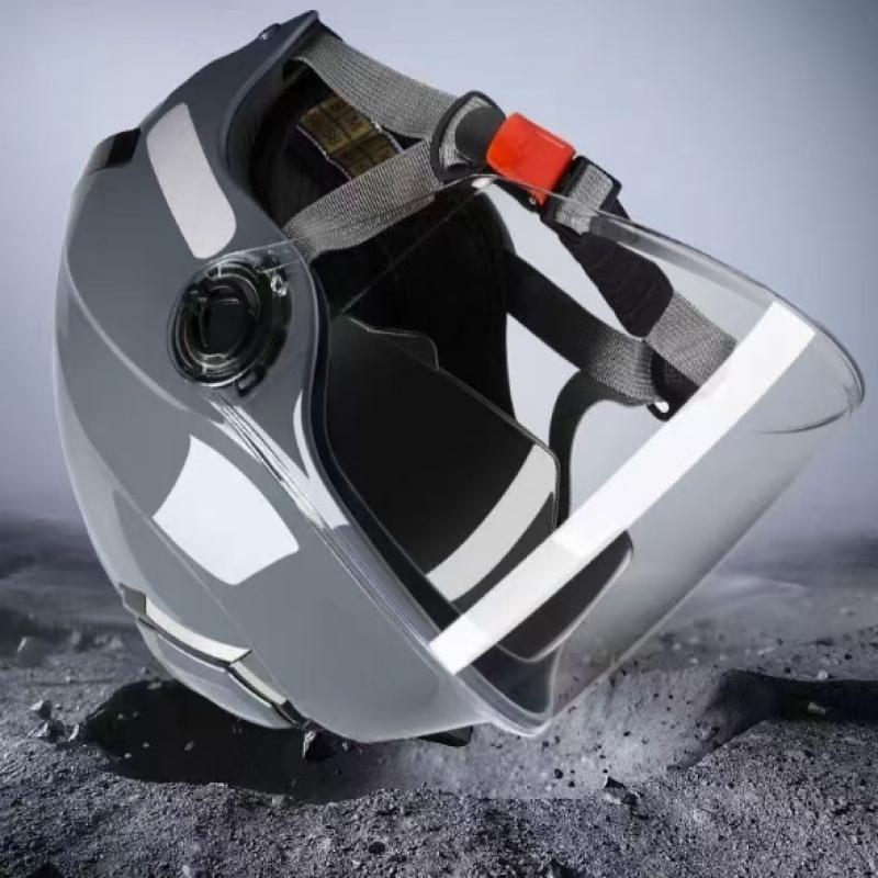1 Bucată Bărbați Femei Cască Electrică cu Vizieră pentru Mersul pe Bicicletă Motocicletă Căști cu Oglindă Dublă Ventilație Patru Sezoane Cască de Siguranță Ajustabilă