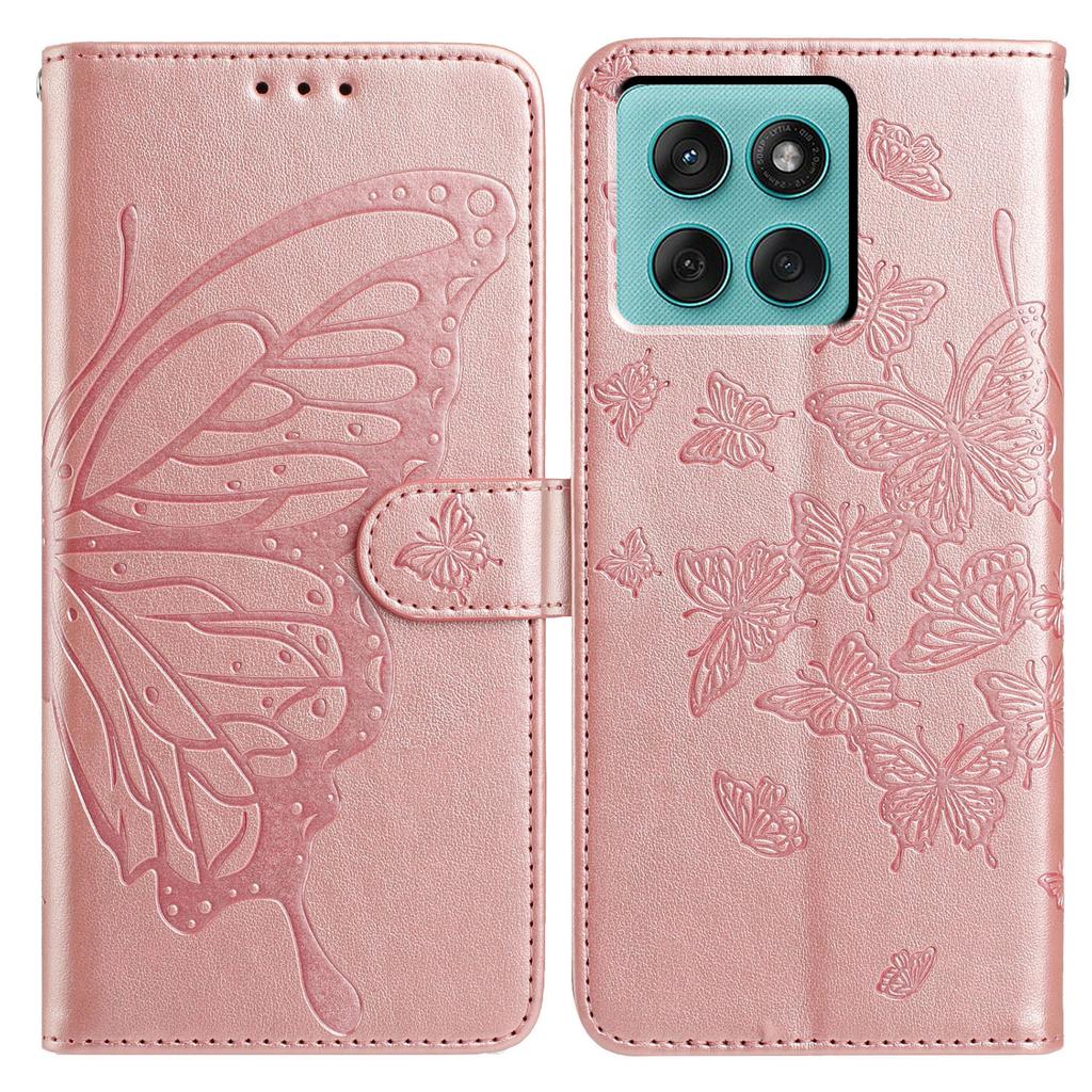 For Motorola Edge 60 Fusion 5G Case Butterfly Imprinted Wallet Stand PU Leather Flip Phone Cover with Strap