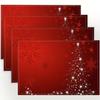 Christmas Placemats, Red Snowflake Design Suitable for Holiday Parties and Table Decoration