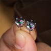 Punk Herren Damen Regenbogen Kristall Ohrstecker Schwarz Gold Farbe Hochzeits Schmuck Für Frauen Männer Charme Rund Zirkon Ohrring