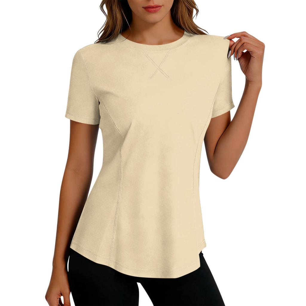Womens Short Sleeve Athletic Top Moisture Wicking Quick Dry Performance T Shirt Lightweight Stretchy Gym Tee Workout Shirt