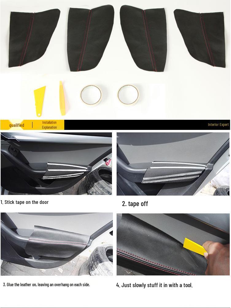 Leather Armrest Cover for Skoda New Octavia 15-19: Car Door Panel Interior Modification