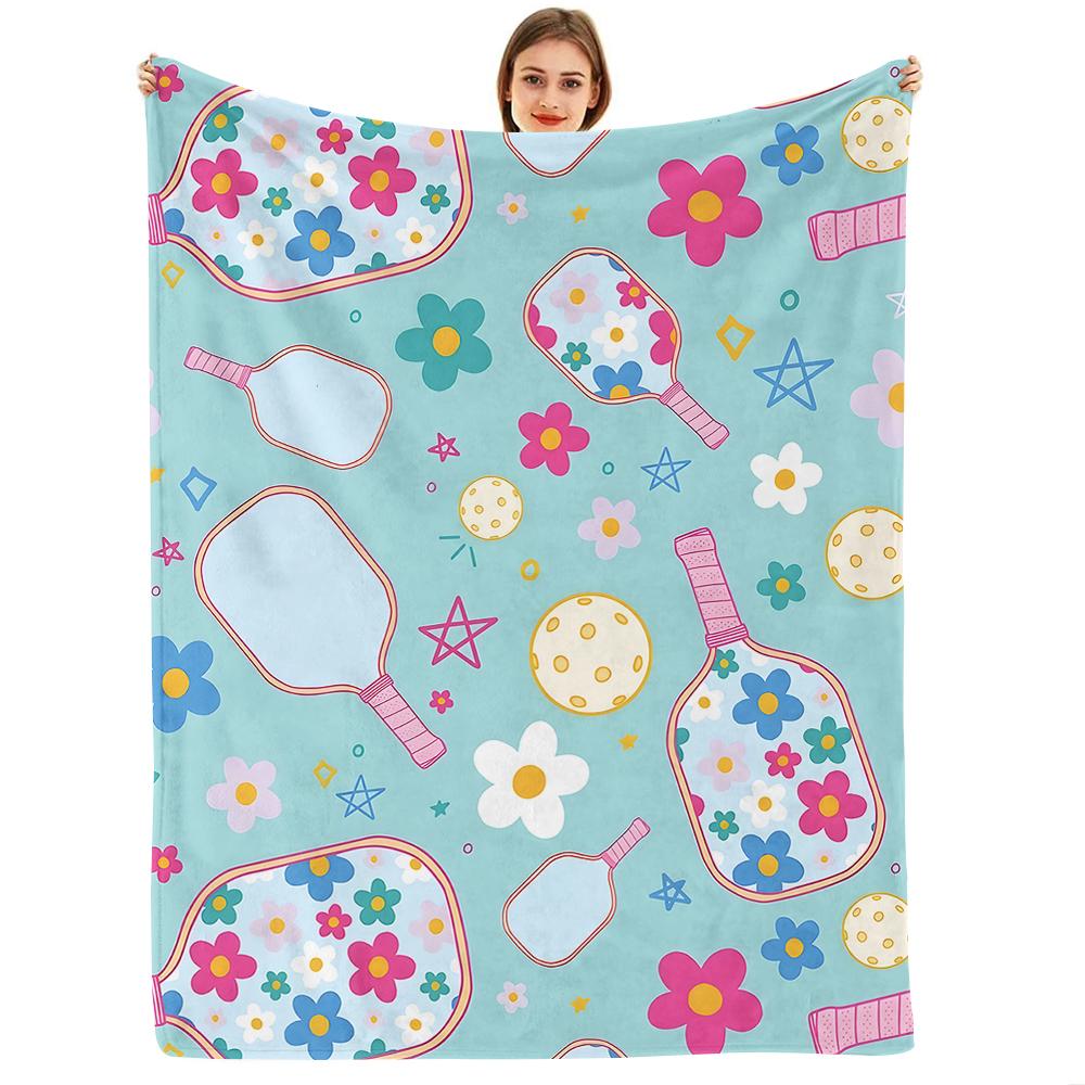 Cute Orange Moon Ghost Cartoon Anime Print Flannel Blanket Soft Warm Throw for Kids Bedroom Sofa Christmas Office Car