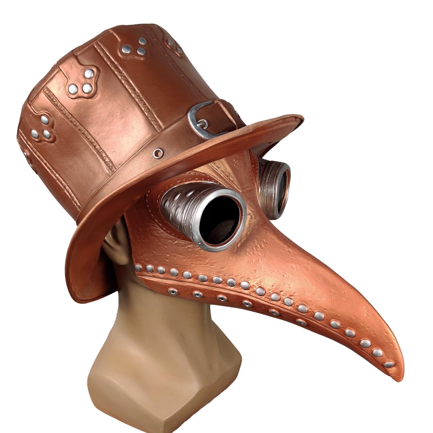 2022 Black & White Latex Plague Doctor Bird Mask with Glasses