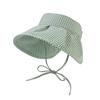 Chapeau de pêcheur à carreaux nœud papillon pour femmes en été Nouveau chapeau de soleil de voyage Han Xiaoqing à large bord protection solaire chapeau bob
