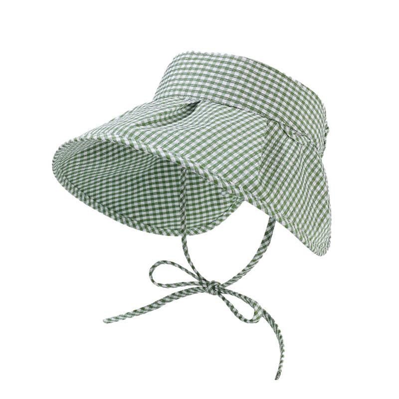 Multi-Color Rollable Foldable Gingham Wide Brim Sun Visor For Women Adjustable Windproof Sun Hat Portable Uv Block Sun Hat