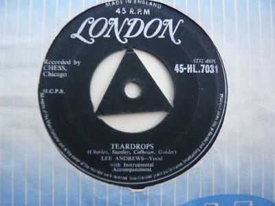 

7inch Record LEE ANDREWS - Teardrops 45HL7031 London Records 1957 UK Rock Used