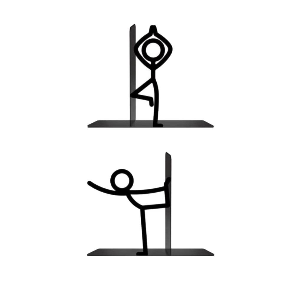 1Pair Stick Figure Metal Bookends Iron Art Desktop Decorative Bookend School Office Supplies