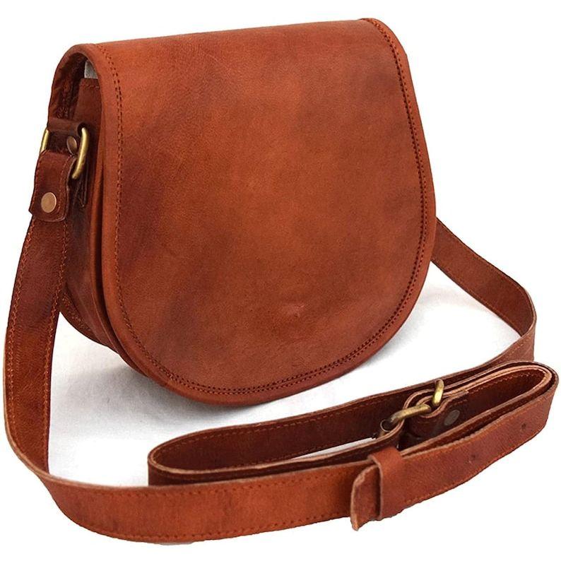 Lær håndlaget fullnarvet vintage lær crossbody slyngeveske Dame Jenter Veske Lommebok Satchel Håndveske Messenger Bags