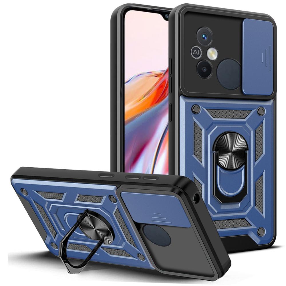 For Xiaomi Redmi 12C 4G Kickstand Phone Case PC+TPU Cover with Slide Camera Lid