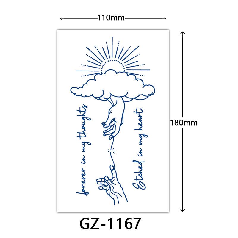 Herbal Tattoo Stickers, Juice Tattoo Stickers, Semi-Permanent English Letter Tattoo Stickers Tattoo