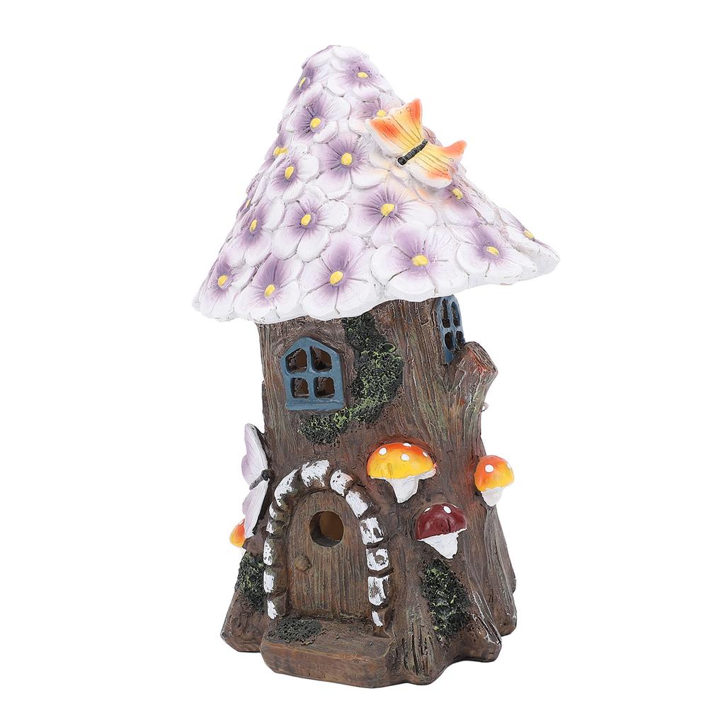 Flower House Statue Solar Light Yard Lawn Ornament Decoration Solar Mushroom House Statue Light for 