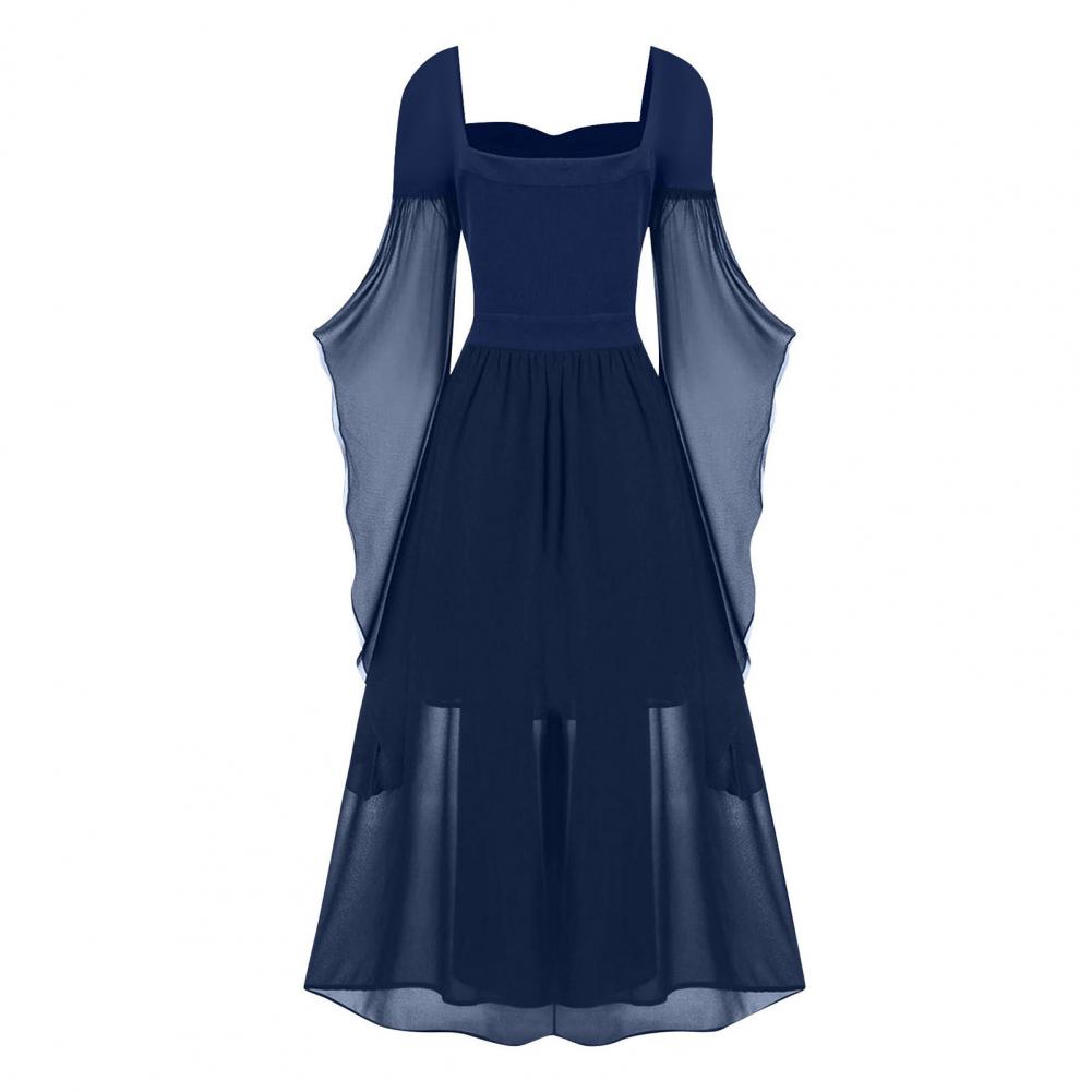 Ortaçağ Cadı Elbise Cadılar Bayramı Gotik Kostüm Kokteyl Elbisesi Batwing Kollu Dar Kesim Kadın Elbise Dans Partileri için Balo