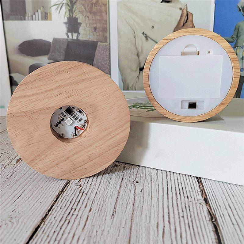 AEE4-Led Wood Display Stand For 3D Crystal Glass Resin Art Light Crystal Art Wood Display Lighted Base Battery Operated