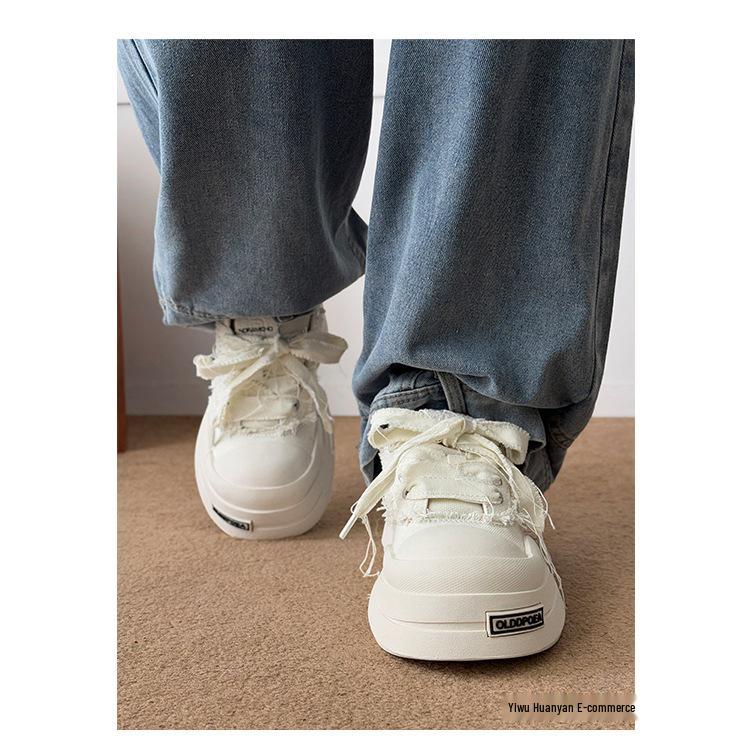 Mickey Men's Height-Boost Thick Sole Casual Canvas Skate Shoes 2025 - Trendy, Versatile High Street Sneakers for Couples.