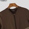 INCERUN Combinaisons Rompers Sous-vêtements Vêtements d'intérieur pour Hommes à Manches Courtes avec Fermeture Éclair et Coutures